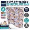 Home Master 12PCE PEVA Patterned Shower Curtain Various Stylish Designs 180cm