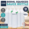 Home Master 12PCE Squeeze Sauce Salad Dressing Bottles Clear Anti-Leak 800ml