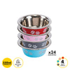 Pet Basic 24PCE Pet Bowls 13cm Stainless Steel Coloured With Paw Prints 350ml