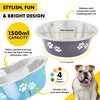 Pet Basic 12PCE Pet Bowl 20cm Stainless Steel Coloured With Paw Prints 1500ml