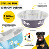 Pet Basic 12PCE Pet Bowl 25cm Stainless Steel Coloured With Paw Prints 2500ml