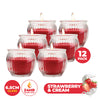 Perfect Scent 12PCE Strawberry & Cream Fragrant Candle Glass Holder 6.5cm