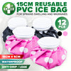 1st Care 12PCE PVC Ice Bags Reusable Waterproof Soft Fabric Polka Dots 15cm