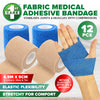 1st Care 12PCE Adhesive Fabric Bandage Rolls Flexible Lightweight 4.5m