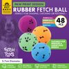 Pet Basic 48PCE Rubber Fetch Balls Durable Paw & Bone Printed 5.7cm