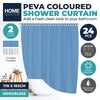 Home Master 24PCE PEVA Shower Curtains White/Sky Blue Hooks Included 178cm