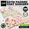 Home Master 180PCE Satin Padded Coat Hanger Bow Accent Florals Elegant 35cm