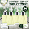 Garden Greens 24PCE Citronella Reed Diffusers With Glass Jars Repellent 30ml