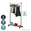 Home Master 6PCE Garment Rack Lockable Castors Adjustable Height Sturdy Frame