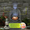 illuminex 4PCE LED Solar Light Buddha Statue Rust/Weather Resistant 29cm