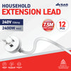 SAS Electrical 12PCE 7.5m Extension Leads 10Amp SAA Approved