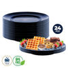 Home Master 24PCE Melamine Large Round Platters Tray Black Unbreakable 39cm