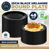 Home Master 48PCE Melamine Round Plates Black Unbreakable BPA Free 25cm