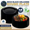 Home Master 48PCE Melamine Round Plates Black Unbreakable BPA Free 30cm