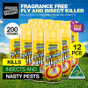 Australian Export 12PCE Fly/Insect Spray Fragrance Free 200gm Indoor/Outdoor