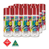 Australian Export 12PK 250gm Aerosol Spray Paint Cans [Colour: Cherry Red]