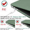 Suitable for  MacBook Air 13 Inch Case 2022 2021 2020 2019 2018, A1932, A2179, A2337 Shell Case Keyboard Cover Dark Green