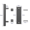 30cm Pull and Flush Barn Door Handle Square Handles set of Frosted Black Surface Square