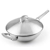 Professional 12 Inch 32cm Three-Layer 304Stainless Steel Chef's Pan Wok with Lid