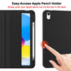 iPad 10th Case 10.9 Inch 2022 with Pencil Holder, Smart iPad Case with Soft TPU Auto Wake Sleep Black