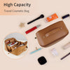 Large Travel Cosmetic Bag Portable Make up Makeup Bag Waterproof PU Leather Storage Brown