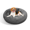 Dog Pet Cat Calming Bed Warm Plush Round  Nest Comfy Sleeping Bed Dark Grey 90cm