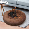 Pet Dog Bedding Warm Plush Round Comfortable Dog Nest Light Coffee Large 90cm