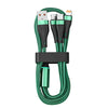 Mobax Nylon Woven 100W Super Fast Charging 3-in-1 USB Charger Charging Cable Green