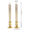 20 Pack Taper Stick White Battery Candle - Natural Flame Light Colour No Flicker - Gold Stand Base