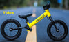 Bike Plus Kids Balance Bike Training Aluminium - Yellow with Suspension - 12" Rubber Tyres - Foot Pegs -Ride On No Pedal Push