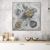 100X100cm Golden Orbs Amidst Ethereal Mists Light Wood Framed Hand Painted Canvas Wall Art