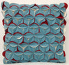 Pack of 4 Covers Amelie Aqua Blue & Red 3D Texture Cushion Covers