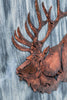 Decorative Reindeer 3D Wood Metal Wall Art Decor in Blue and Rusty Bronze