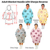 Adult Women Comfy Warm Blanket Hoodie with Sherpa Fleece Reverse Aqua Koala