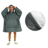 Blanket Hoodie with Sherpa Reverse Plain Dark Grey