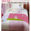 Kitty Cat Embroidered Quilt Cover Set Single