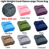 Light Weight Coral Fleece Throw Rug 150x200 cm Moss