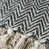 Cotton Fringe Throw Rug Chevron Charcoal