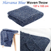 Havana Blue Woven Throw Rug 127 x 152 cm