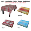 Cotton Plaid Checks Oblong Table Cloth Yellow 130 x 180cm