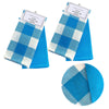 Set of 4 Cotton Waffle Checkered & Plain Dyed Tea Towels 50cm x 70cm Aqua