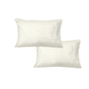 600TC Pair of Wide Self Striped Standard Pillowcases Cream