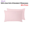 Vintage Design Homewares 100% Linen Pair of Standard Pillowcases Blush 48 x 73 cm