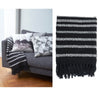 Bedding House Cotton Fringe Throw Rug Honshu Black