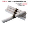 Set of 4 Maria Cotton Placemats with Napkins and Napkin Rings White