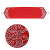 Embroidered Faux Silk Table Runner 33 x 135 cm Eve Red Silver