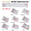 Christmas Print White Table Runner 33 x 180cm Two Poinsettia