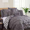 Ramesses 7 Piece Pinch Pleat Comforter Set Charcoal Queen