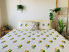 Cotton Bed sheet/Flat sheet - Lemon Hand block Printed Sheet (King size)