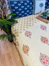 Cotton Filled Quilt/ Quilted Bedspread/ Coverlet/ Blanket - Royal light mustard Hand block printed Buta Quilt